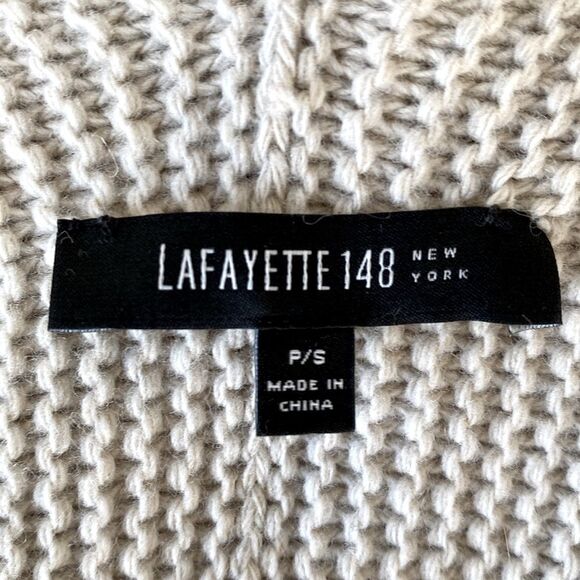 Lafayette 148 New York Tan Open-Front Cardigan Super Oversized S/P Laganlook - Picture 8 of 11